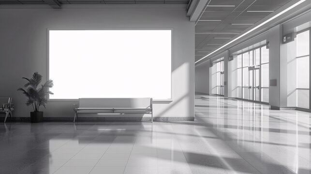 Prototype of empty illuminated display in air terminal.