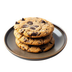 Transparent Cookies with Choco Chocolate chips on Black Plate