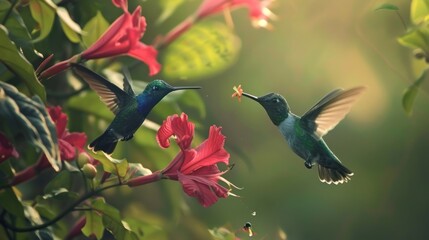 Dance of the Violet Sabrewings: Hummingbirds’ Ballet by the Blossoms Generative AI