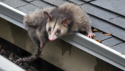 A Possum In A Gutter