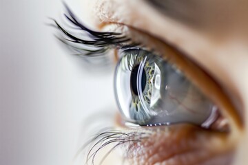 closeup of eye blinking with lens in place