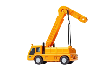 Playful Toy Crane Graces White Canvas. On a Clear PNG or White Background.