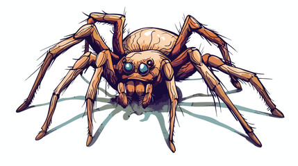 Cartoon gigantic spider. Halloween character. Hand dr - obrazy, fototapety, plakaty