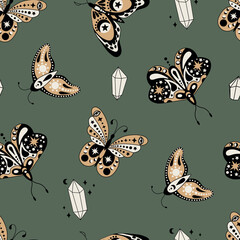 Mystic Seamless Pattern. Design for fabric, textiles, wallpaper, packaging.