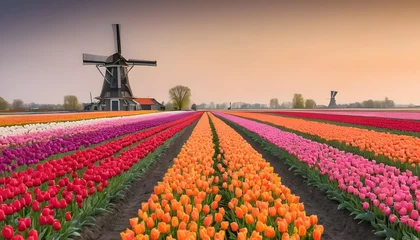  tulip field and windmill © AI Stock