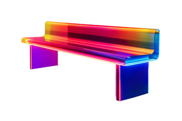 Rainbow Colored Bench on White Background