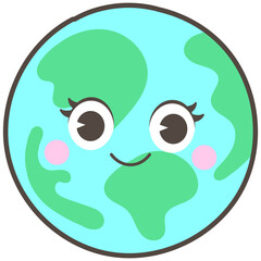 World Earth Day doodle Cute ecology lifestyle and nature protection smiley earth