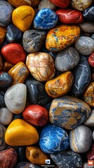 Colorful pebbles, colorful stones, colorful rocks, mobile phone wallpaper background.