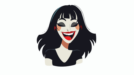 Cartoon laughing vampire girl flat vector isolated on