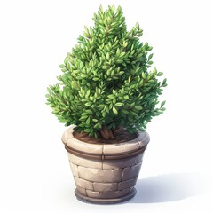 Isometric rendering of Thuja in a pot.