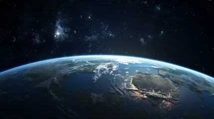 Lichtdoorlatende gordijnen Volle maan en bomen A beautiful view of the Earth from space