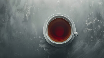 Zbliżenie filiżankę wyśmienitej herbaty na jednolitym tle - obrazy, fototapety, plakaty