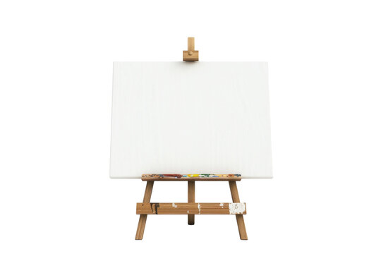Wooden Easel With White Canvas