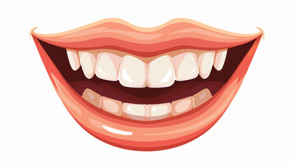 Cartoon smiling mouth flat vector isolated on white background