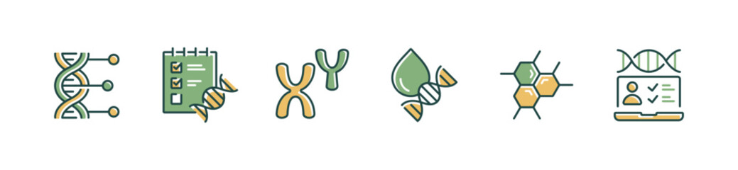 dna genetic icon vector set molecular helix biotechnology chromosome gene symbol illustration for web and app - obrazy, fototapety, plakaty