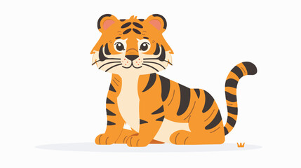 Cartoon tiger isolated on white background flat vector