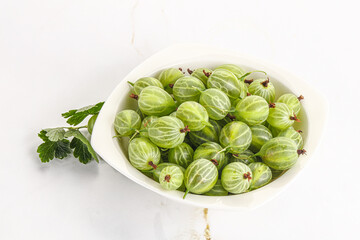 Sweet ripe gooseberries in the bowl
