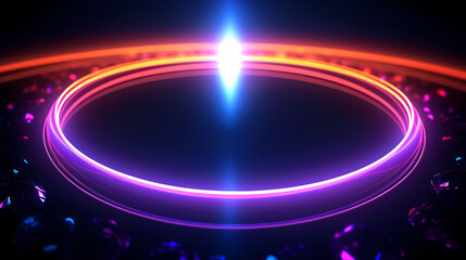 Glowing neon circles modern abstract background