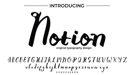 Notion Font Stylish brush painted an uppercase vector letters, alphabet, typeface