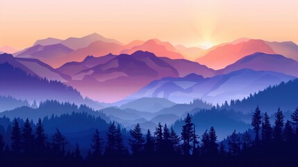 Obraz premium Sundown Serenity Over Cascading Peaks - A Majestic Mountain Dusk Generative AI
