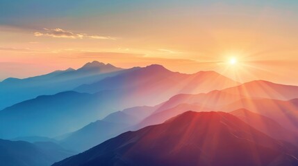 Sundown Serenity Over Cascading Peaks - A Majestic Mountain Dusk Generative AI - 772827266