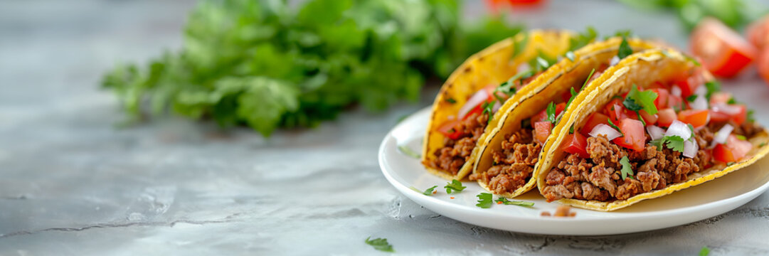 Close-up shot of a delicious taco on white plate, (cute photostock style)::15 