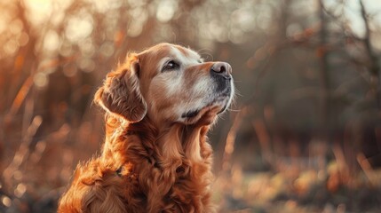 Thoughtful Golden Retriever Enjoys Spring Serenity in a Field - Generative AI