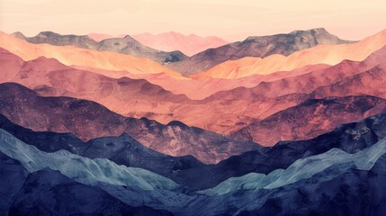 Naklejka premium Colorful layered mountain landscape illustration