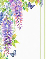 Obraz premium 藤の花と蝶々