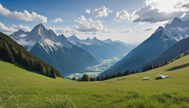 Beautiful Mountain Landscape in Bavaria, Germany  colorful background 
