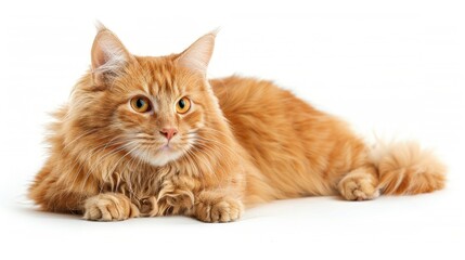 Obraz premium Gleaming Ginger Tabby Cat Poised Elegantly Against White Generative AI