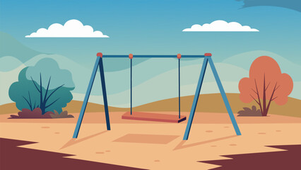 An empty playground with a lone swing swaying back and forth representing the lack of emotional support and engagement from a childs parents.