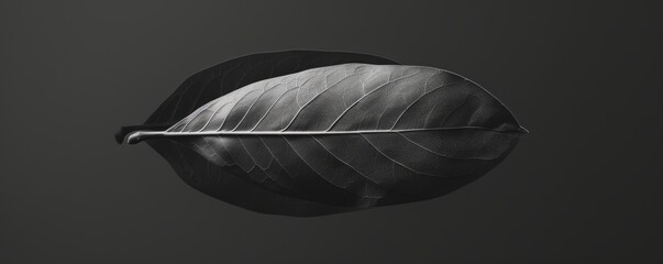 Black and white photograph of a single leaf
