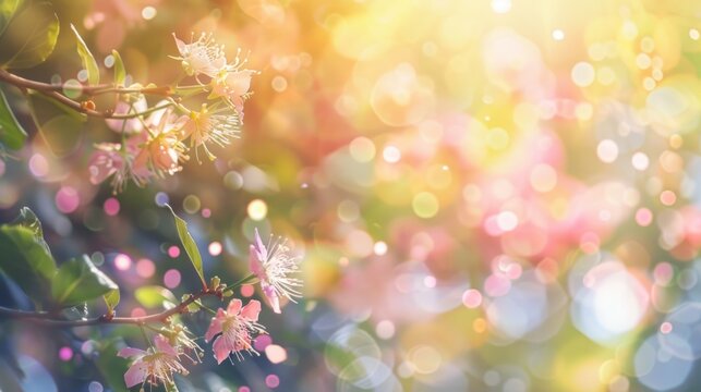 Dreamy Spring and summers Blooms and Ethereal Light Amidst Soft Bokeh - Generative AI