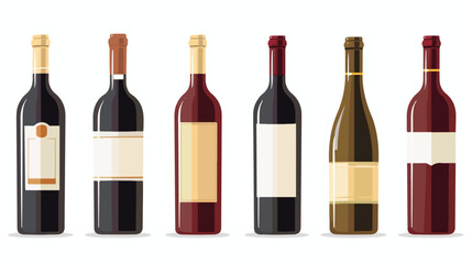 Alcohol wine bottle Flat vector isolated on white background