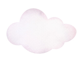 A delicate airy light pink watercolor flying cloud is isolated, hand-drawn. An empty element for background, design, decoration, design with space for text. A dialog box for the message.