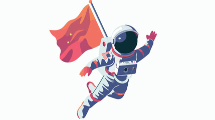 Astronaut with flag  vector icon Flat vector isolated