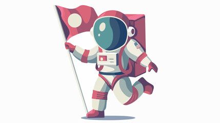 Astronaut with flag  vector icon Flat vector isolated