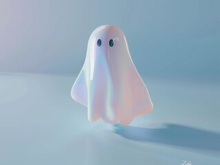 a white ghost with black eyes