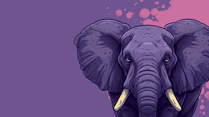 illustration of a cartoon elephant on a monochrome background