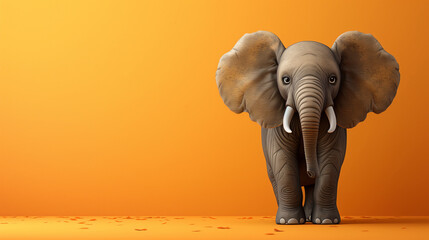 illustration of a cartoon elephant on a monochrome background