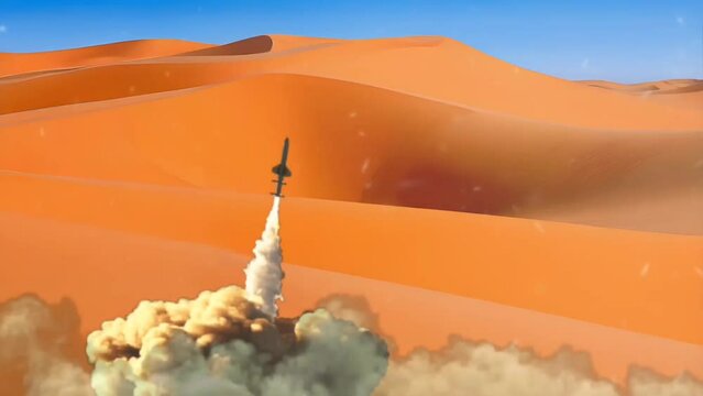 Rocket launch in desert