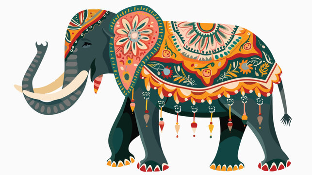 Beautiful elephant dressed in traditional ethnic styl