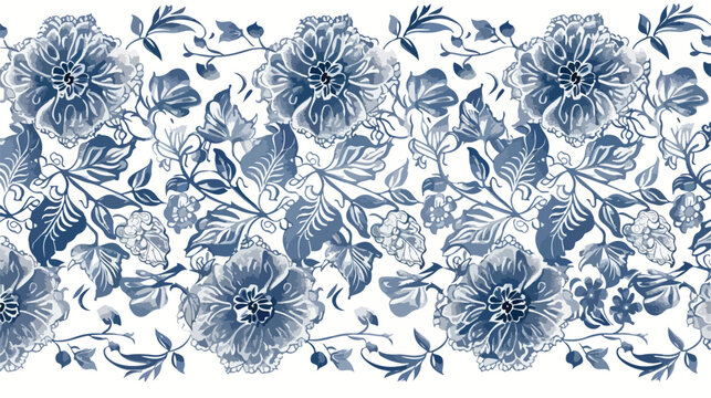 Beautiful seamless vintage lace with flowers Flat vector