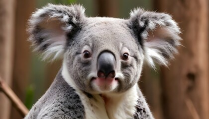A Koala With Its Ears Flattened Against Its Head