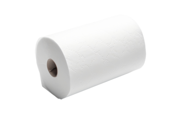 The Unraveled Elegance: A Roll of Toilet Paper on a White Canvas. On a Clear PNG or White Background.
