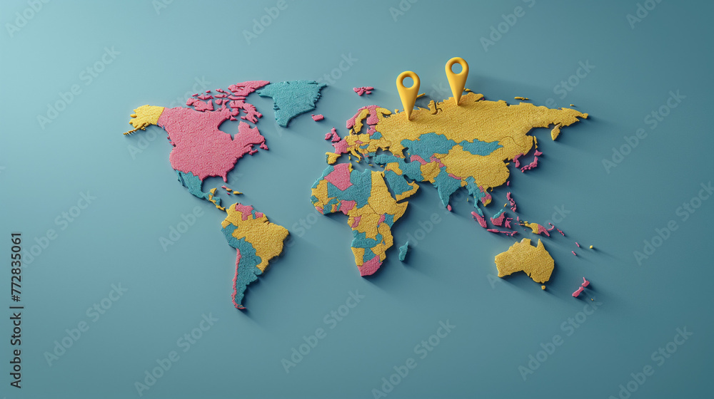 Aufkleber vector world map with pointers.