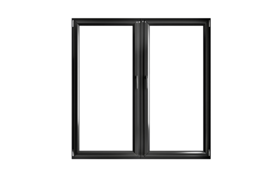 Modern and minimal house window for interior decoration isolated on background, open office glass window frame.