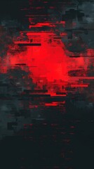 Abstract digital glitch art with red and black tones
