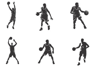 Fototapeta na wymiar Set of collection basketball silhoutte
